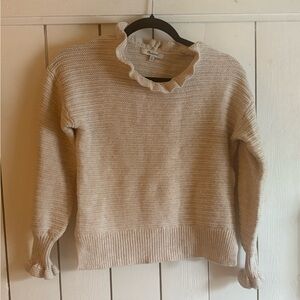 Madewell Cream Ruffle Neck Sweater